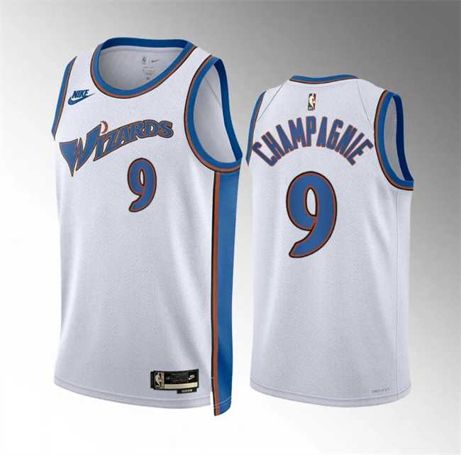 Mens Washington Wizards #9 Justin Champagnie White Classic Edition Stitched Basketball Jersey Dzhi